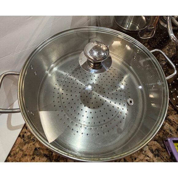 8-Qt Stainless Steel Steamer & Stock Pot Set With Glass Lid Belgique Classique - Picture 5 of 6